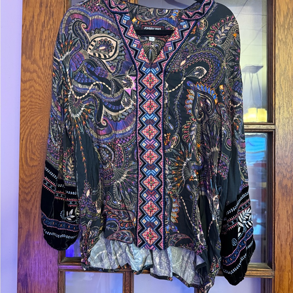 Johnny Was Workshop Women's Vibrant Velvet Paisley Blouse